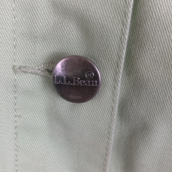 L.L. Bean mint green long sleeved 100% cotton button up jacket size women’s Lg - Picture 6 of 7
